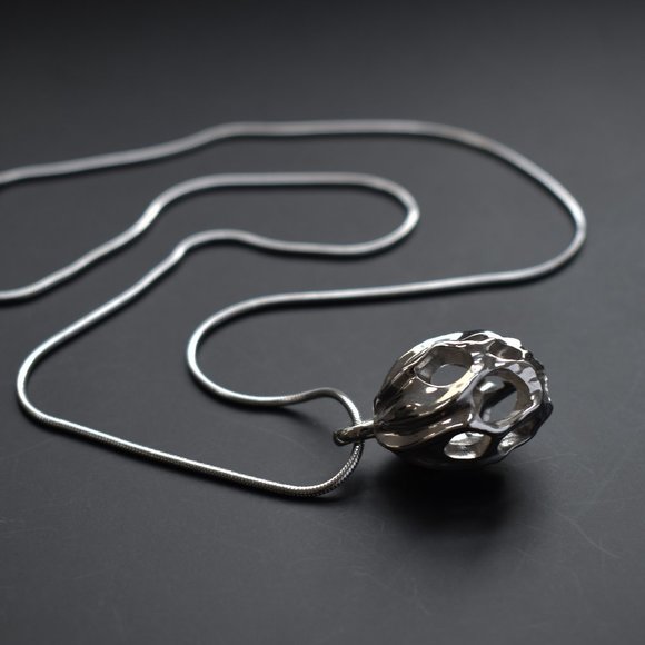 Unusual massive pendant necklace ooak, large long silver pendant - Picture 3 of 10